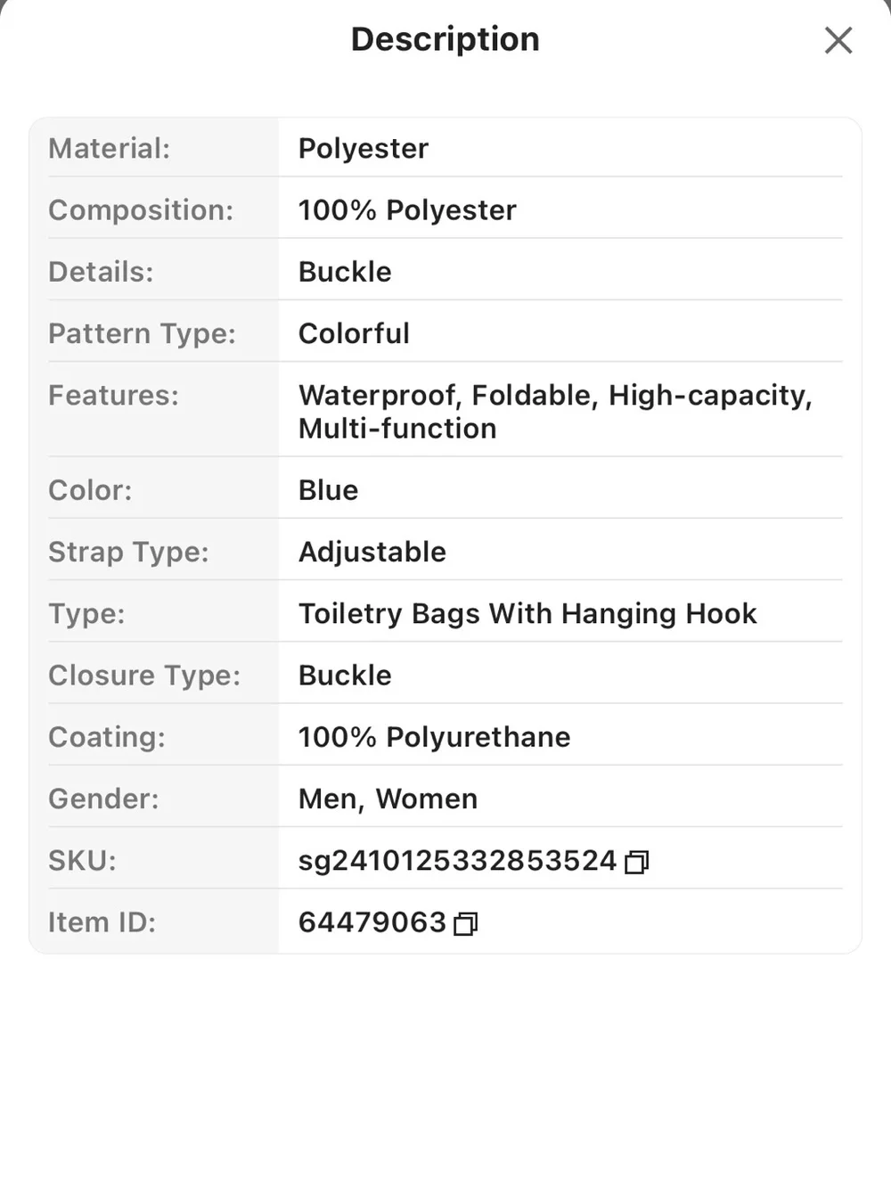 SHEIN Mint Green Hanging Makeup Organizer Bag